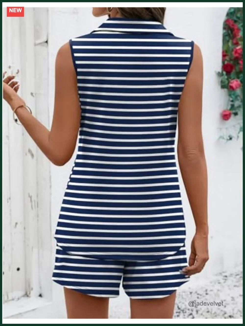 Two Piece Lounge Set Sleeveless V Neck Top and Drawstring Shorts